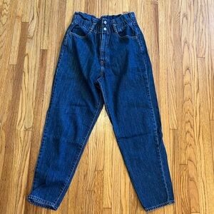 Levi's Elastic Paperbag High Waist Tapered Leg Zip Fly Medium Wash Retro Jeans